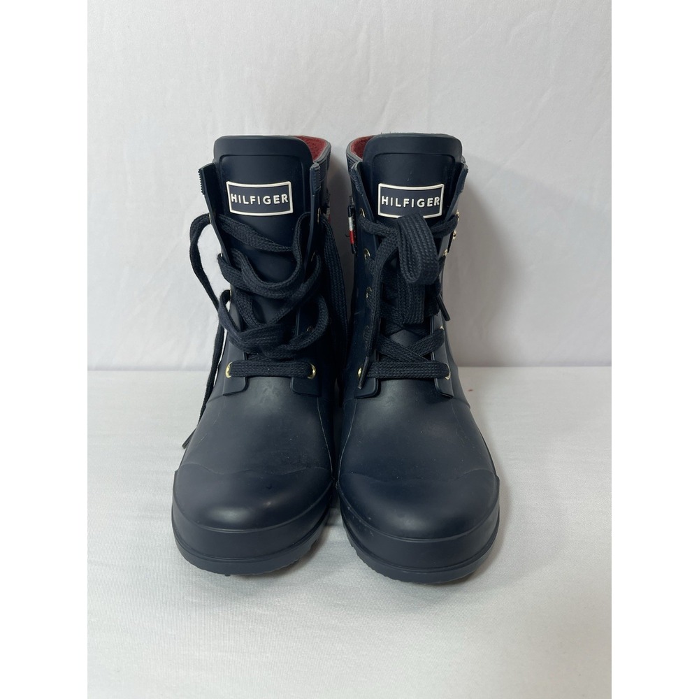Tommy Hilfiger Womens Rain Boots Size 6 Dark Blue Rubber, Waterproof TWTRINETI